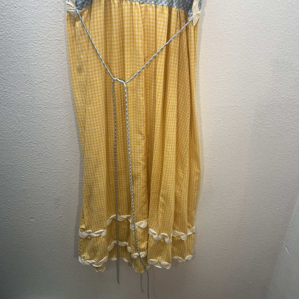 VTG 70s Prairie Dress & Pinafore Eye Candy by the‎ Flaums Cottagecore Gingham S - Picture 6 of 16